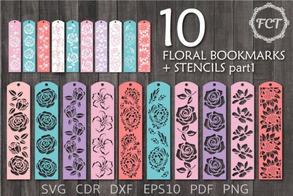 10 Floral Bookmarks SVG Templates Cricut