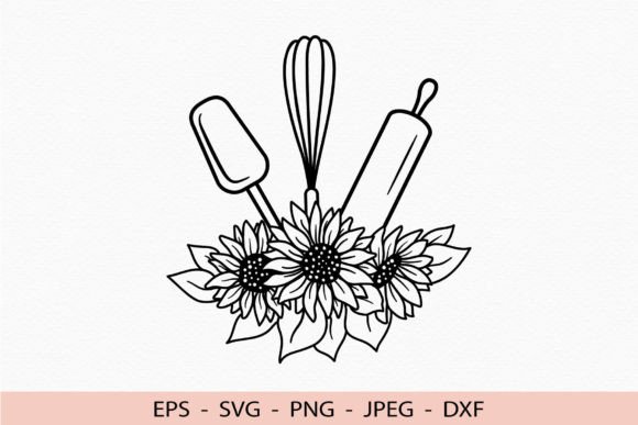 Bakery Logo SVG: Floral Sunflowers Cricut