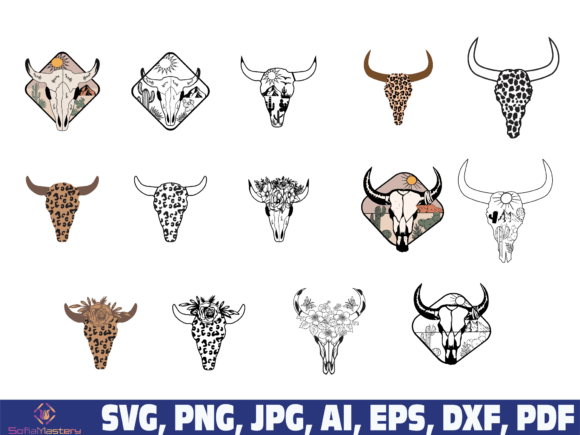 Cow Skull Desert Floral Leopard SVG PNG