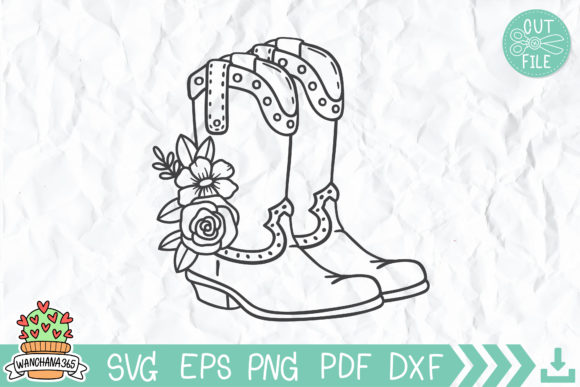 Cowboy Boots Decorated with Flowers