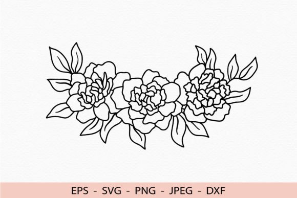 Floral Border SVG Peonies Flowers Cricut