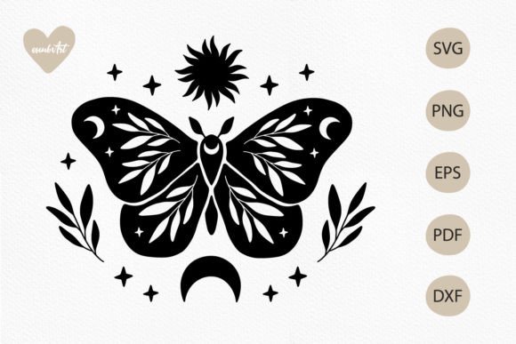 Floral Butterfly SVG with Sun and Moon