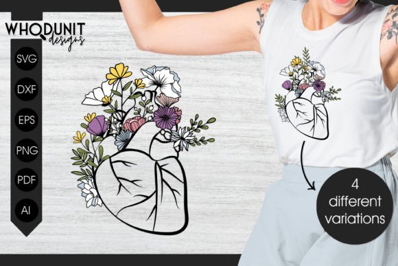 Floral Heart SVG Anatomical Heart