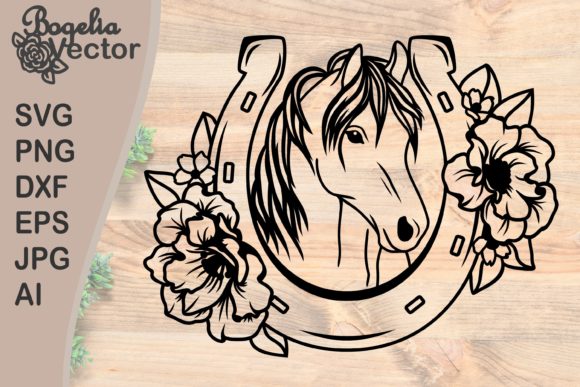 Floral Horseshoe and Horse Face