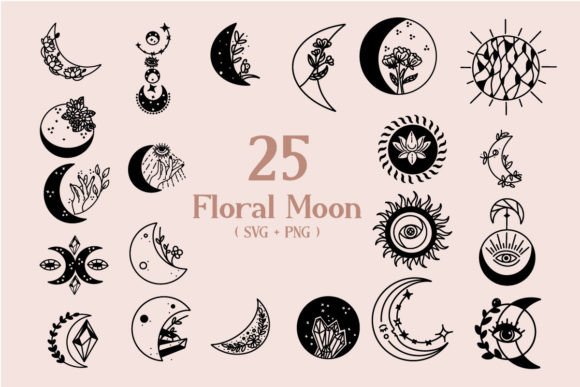 Floral Moon SVG Bundle