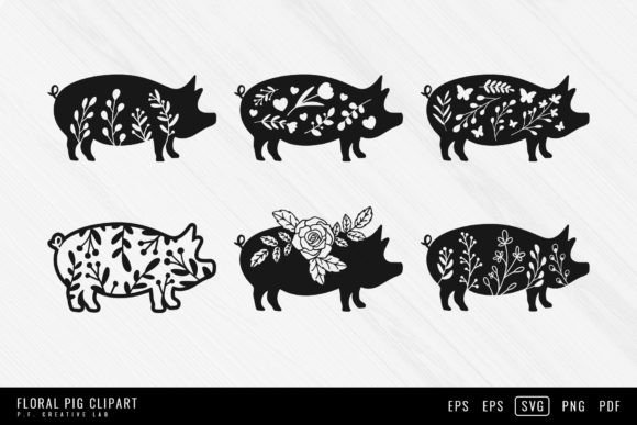 Floral Pig SVG Bundle