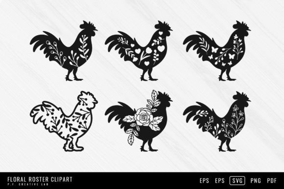 Floral Rooster SVG Bundle