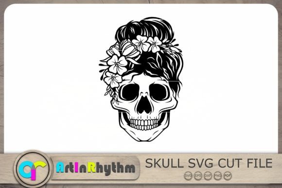Floral Skull SVG for Halloween Embroidery