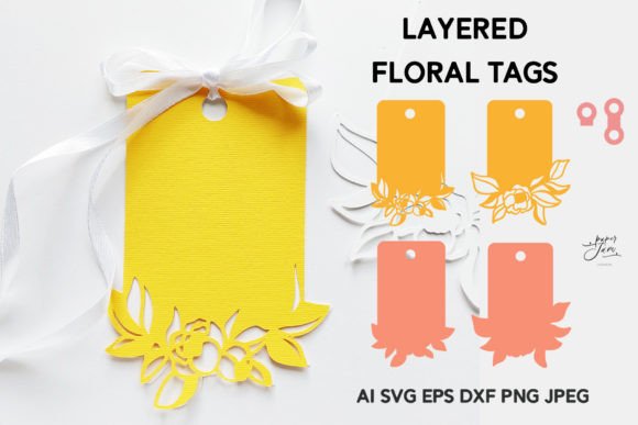 Floral Tags SVG Paper Cut Tags Template