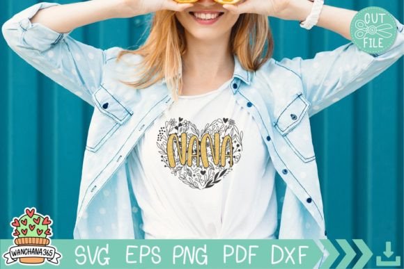 Flower Heart SVG: Nana SVG Design