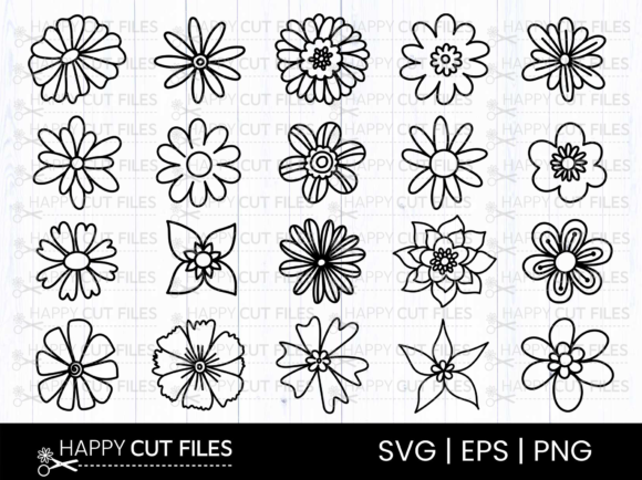 Flower SVG Bundle: Floral Hand-Drawn PNG