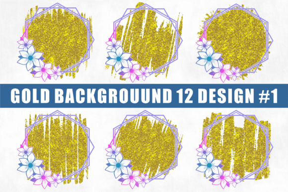 Gold Backgrounds with Floral Frames SVG