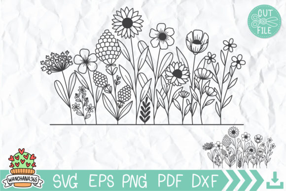 Hand Drawn Blooming Wildflower SVG