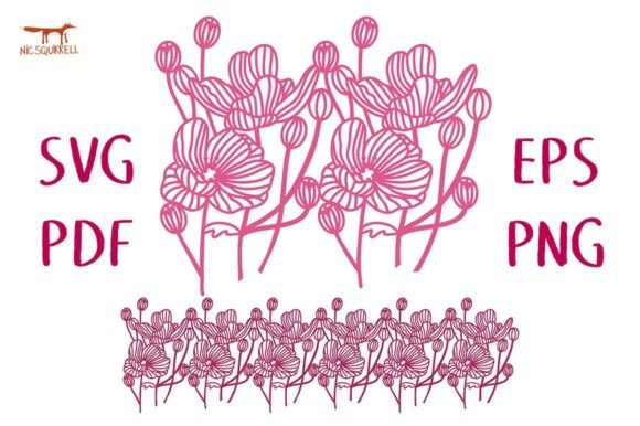Japanese Anemone Flowers Border SVG Cut