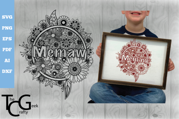 Memaw Floral Zentangle SVG