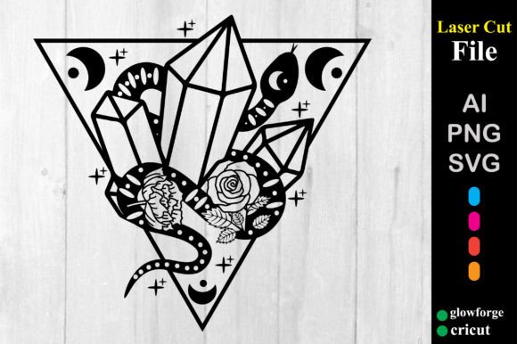 Mystical Celestial Floral Snake SVG