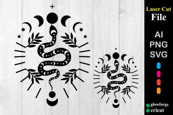 Mystical Snake with Floral Celestial SVG
