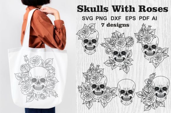 Skulls with Roses SVG. Floral Skull SVG