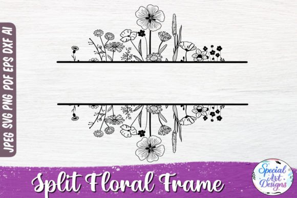 Split Floral Frame SVG